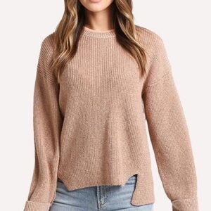 Joie Cicilia Grapefruit Metallic Crewneck Sweater